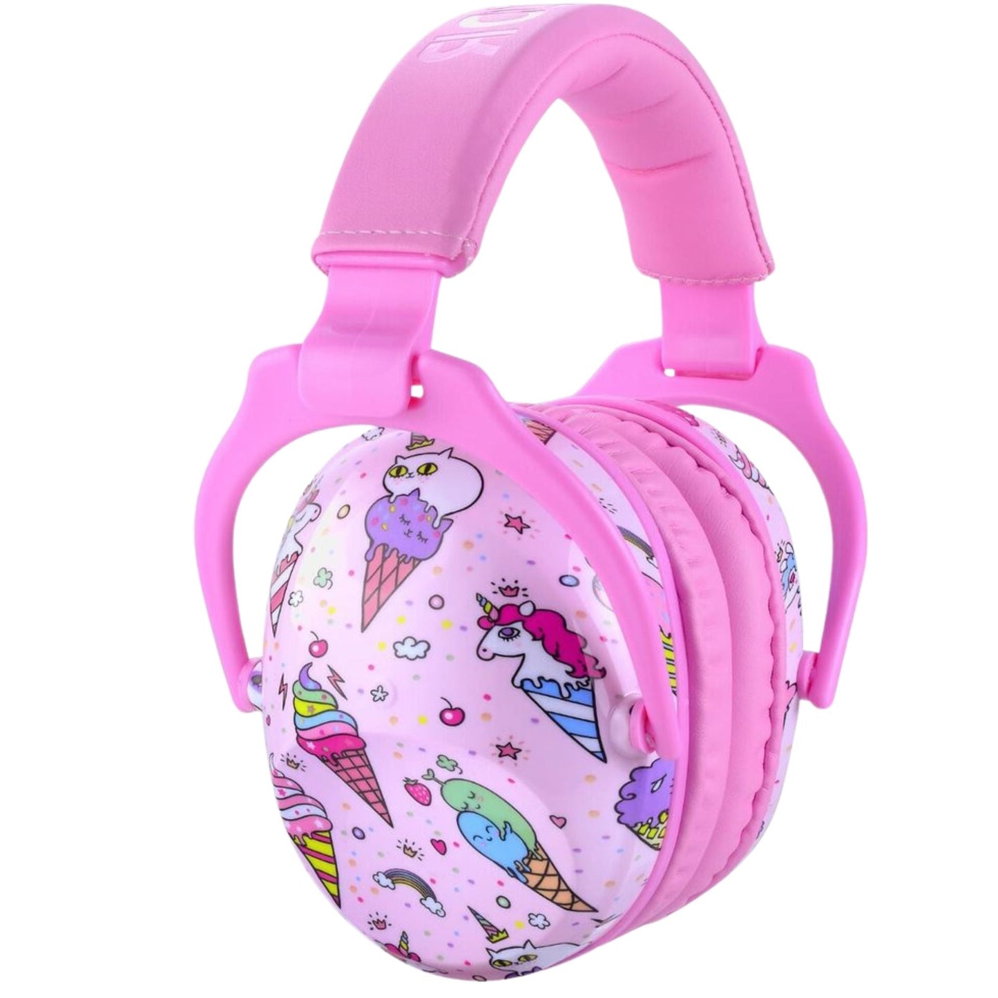 Casque anti bruit enfant en face avec arceau ajusté et structure symétrique
