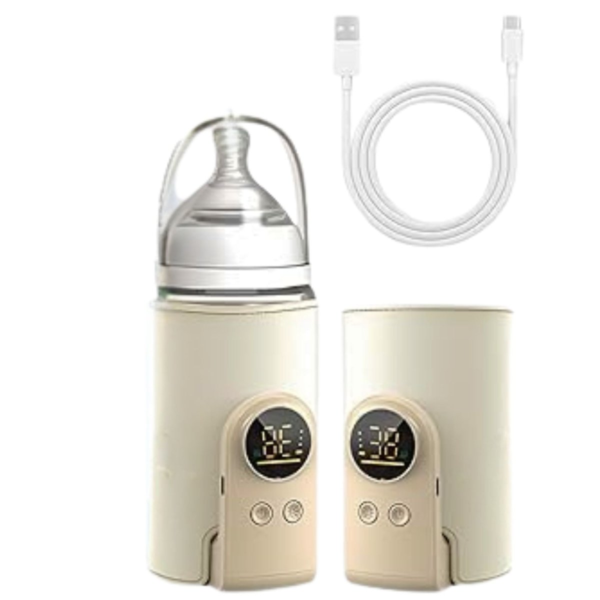 chauffe biberon nomade beige avec affichage LED, modèle 10000mAh