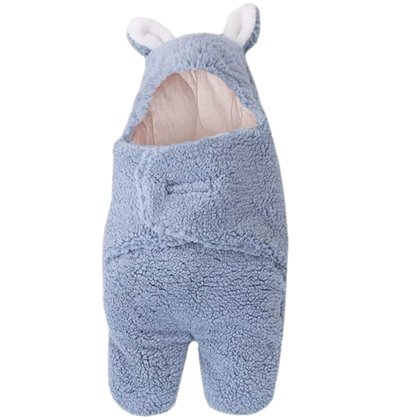 Nid d ange bebe bleu vide et ouvert, intérieur matelassé visible en vue de face