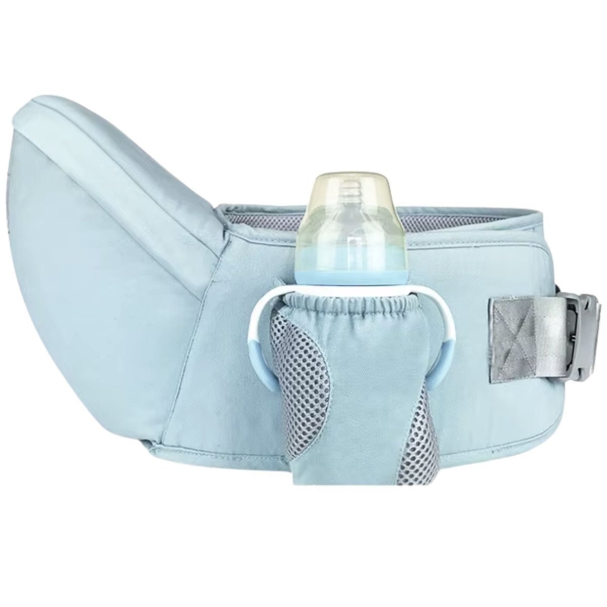 Porte bébé naissance en vue frontale avec poches de rangement visibles