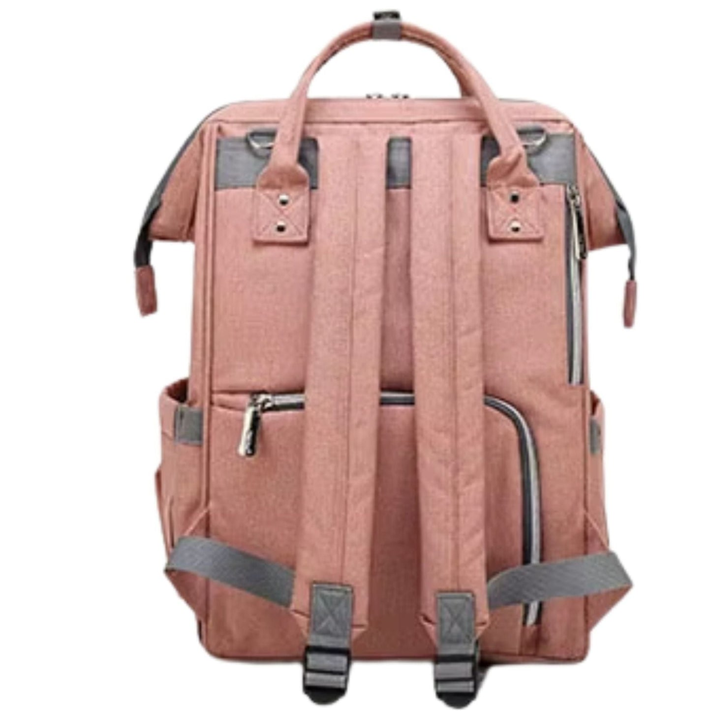 Dos du sac à dos à langer avec poche dorsale zippée et sangles réglables