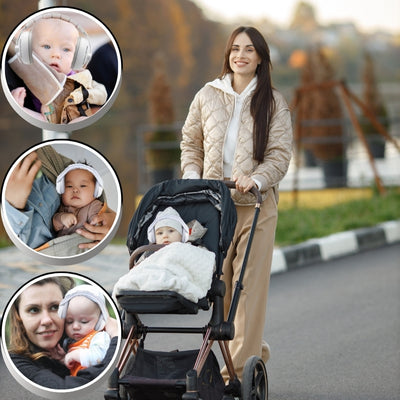 Casque anti bruit bébé blanc apportant calme et sérénité lors des sorties pour le confort de votre bébé