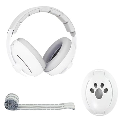 Vue frontale du casque anti bruit bébé blanc avec design compact et léger