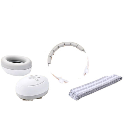 Casque anti bruit bébé blanc avec coussinets épais et arceau ajusté en vue directe