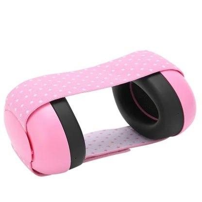 Casque anti bruit bebe rose présenté seul en vue directe, forme adaptée à bébé