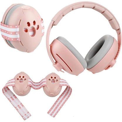 Casque anti bruit bébé vu de face avec arceau souple et coussinets confortables
