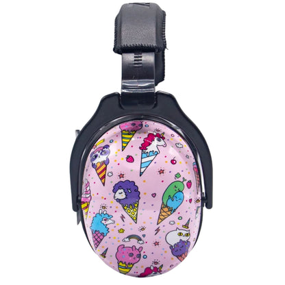 Casque anti bruit enfant posé en face avec coussinets larges et finition douce