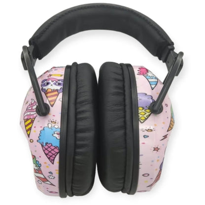 Vue directe du casque anti bruit enfant avec design compact et arrondi