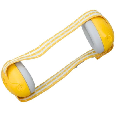 casque anti bruit pour bebe avec bande jaune à pois blancs