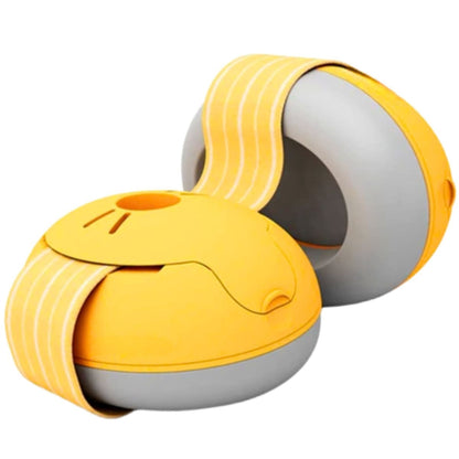 casque anti bruit pour bebe jaune avec coque ergonomique vue rapprochée