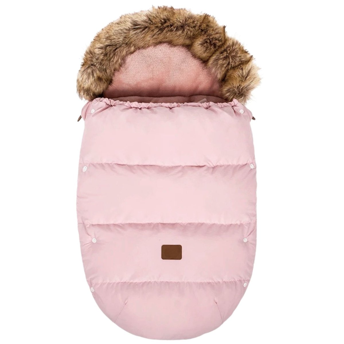 chanceliere bebe rose pale ouverte, capuche fourrée et intérieur molletonné doux