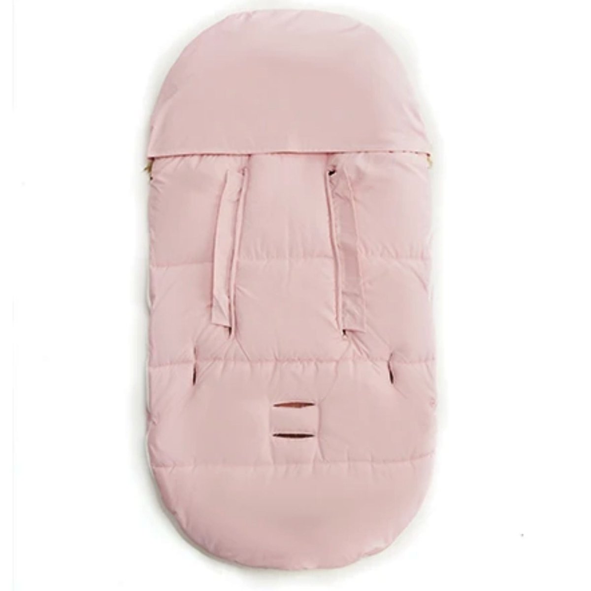 vue arrière de la chanceliere bebe rose pale, fentes pour harnais visibles
