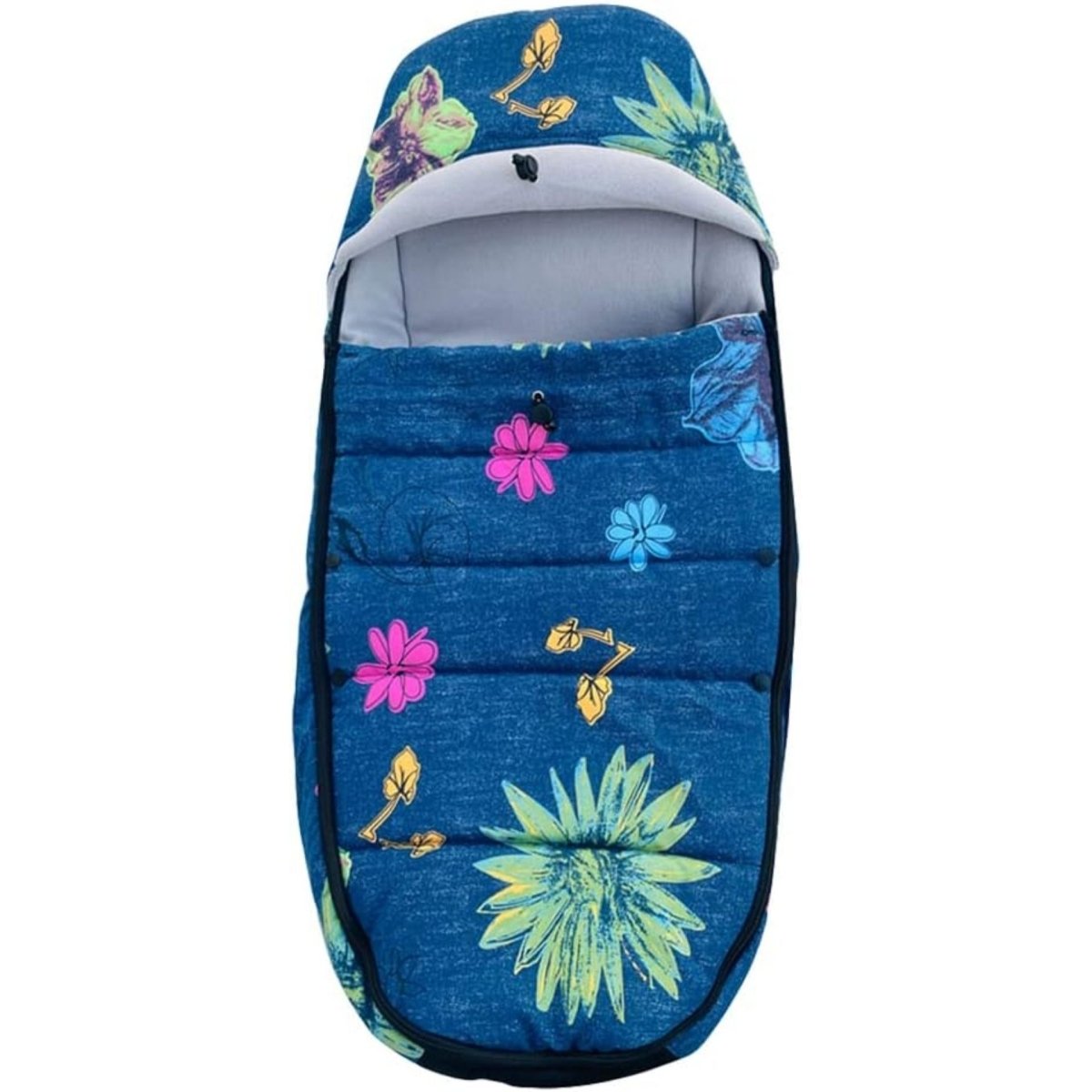 Chanceliere bebe fleuri avec embout fermé et doublure grise