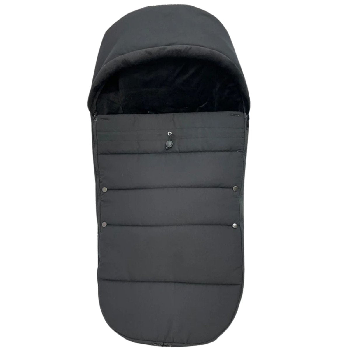 chanceliere bebe noire vue de face, légère et fermée pour sortie de mi-saison
