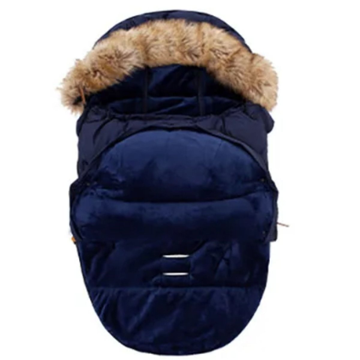 chanceliere bleu marine avec capuche fausse fourrure, matelassée et doublée