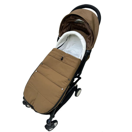 chanceliere poussette epaisse toffee vue laterale avec capote ouverte et zip fermee