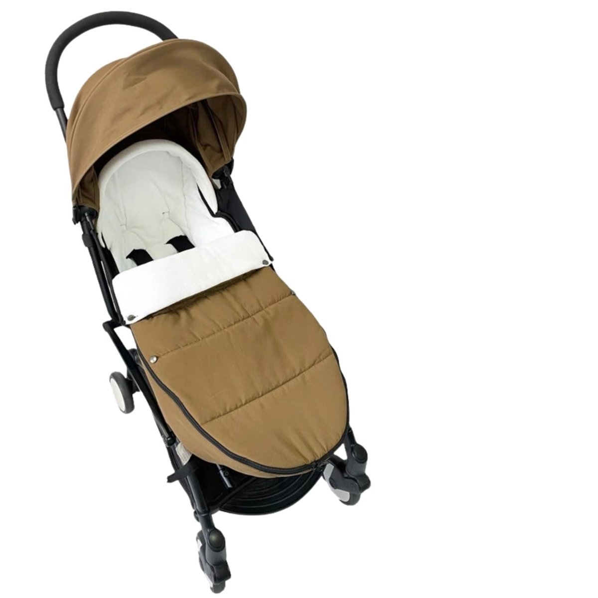chanceliere poussette toffee impermeable ajustee a une poussette bebe harnais 5 points