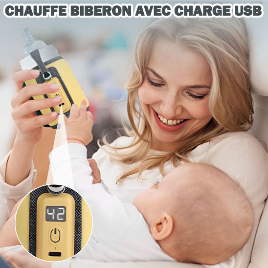 Chauffe biberon WarmEase jaune, conçu en matériaux durables pour une utilisation longue durée et efficace