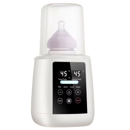 Chauffe biberon avec capot transparent couvrant un biberon 45°C