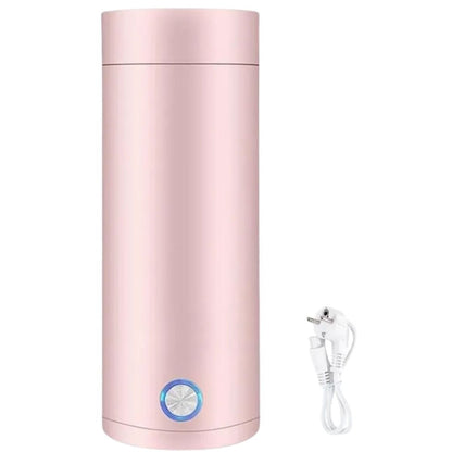 Chauffe biberon nomade rose avec câble d’alimentation, format compact pratique pour les repas de bébé