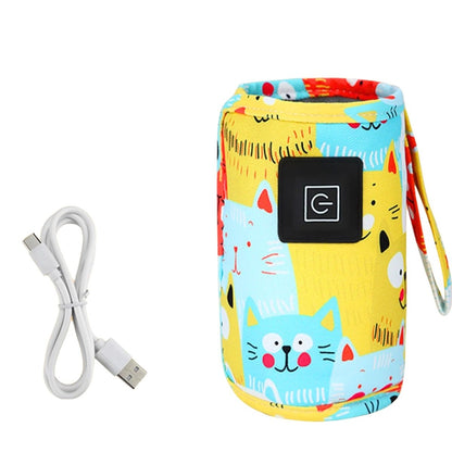 Chauffe biberon nomade jaune et bleu avec câble USB