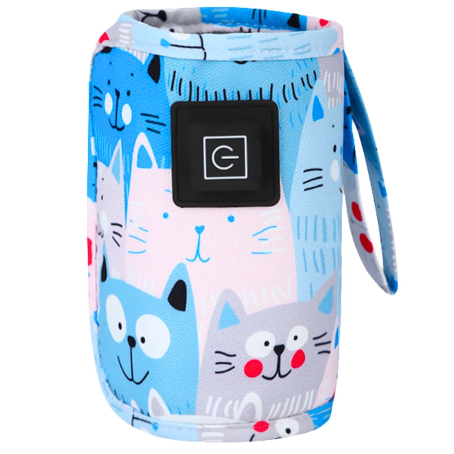 Chauffe biberon nomade bleu motif chats sans biberon