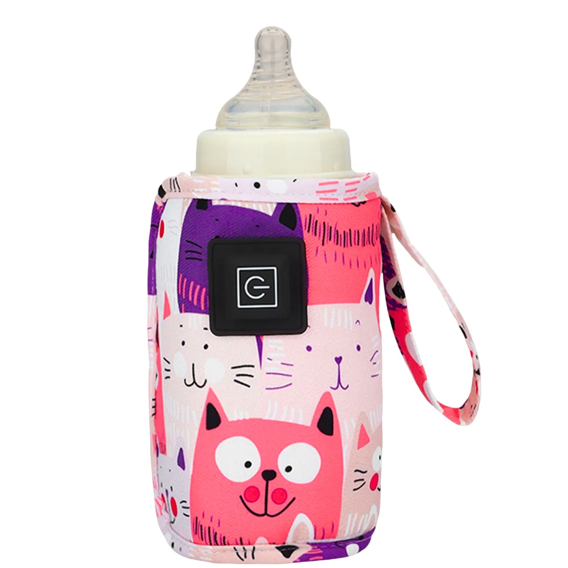 Chauffe biberon nomade rose motif chats avec biberon