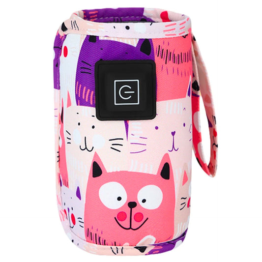 Chauffe biberon nomade rose motif chats sans biberon