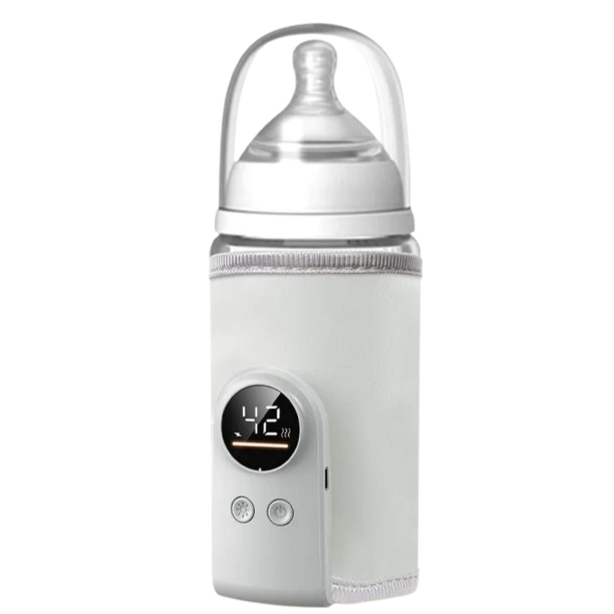 Chauffe biberon nomade blanc avec biberon installé