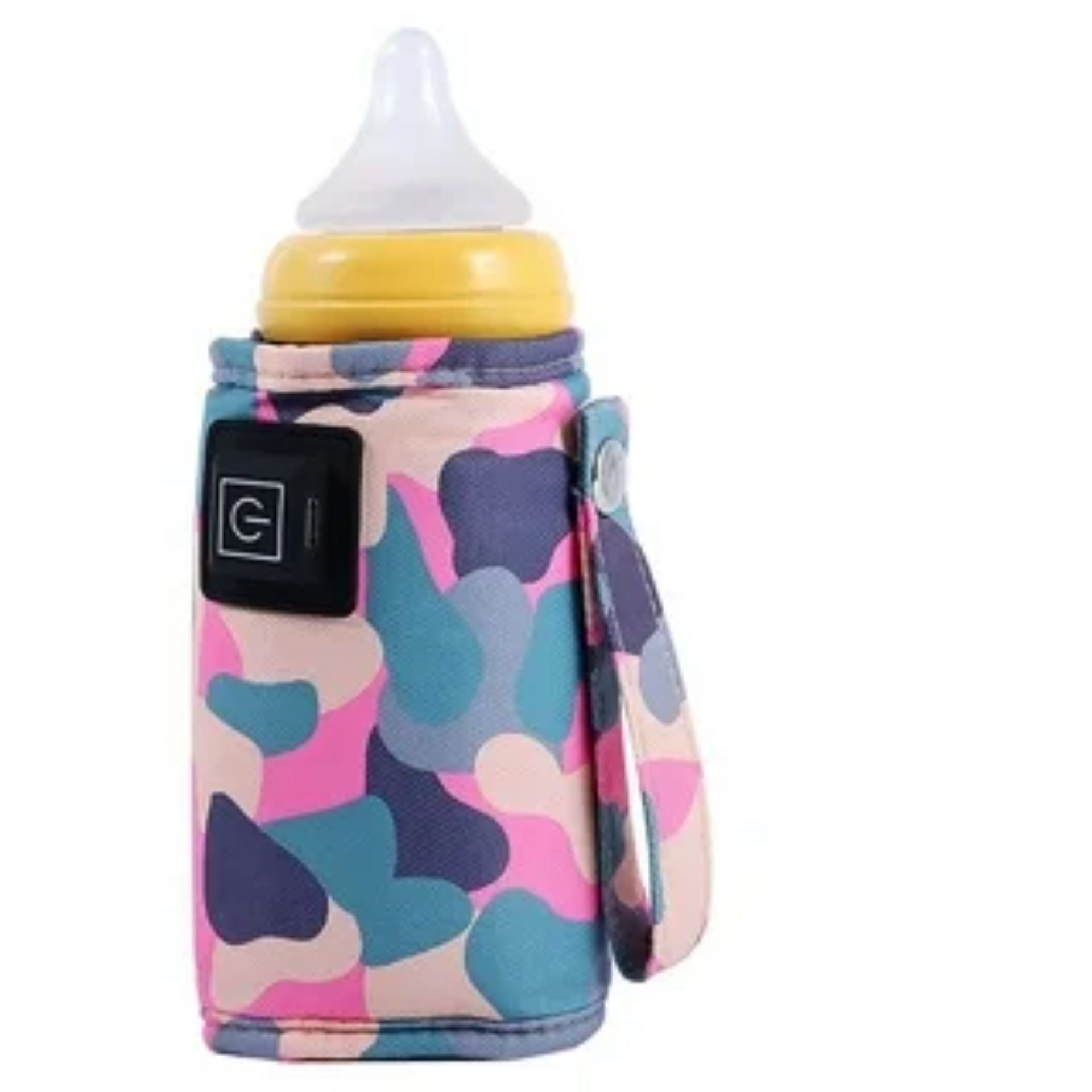 Chauffe biberon nomade motif camouflage rose et bleu fermé