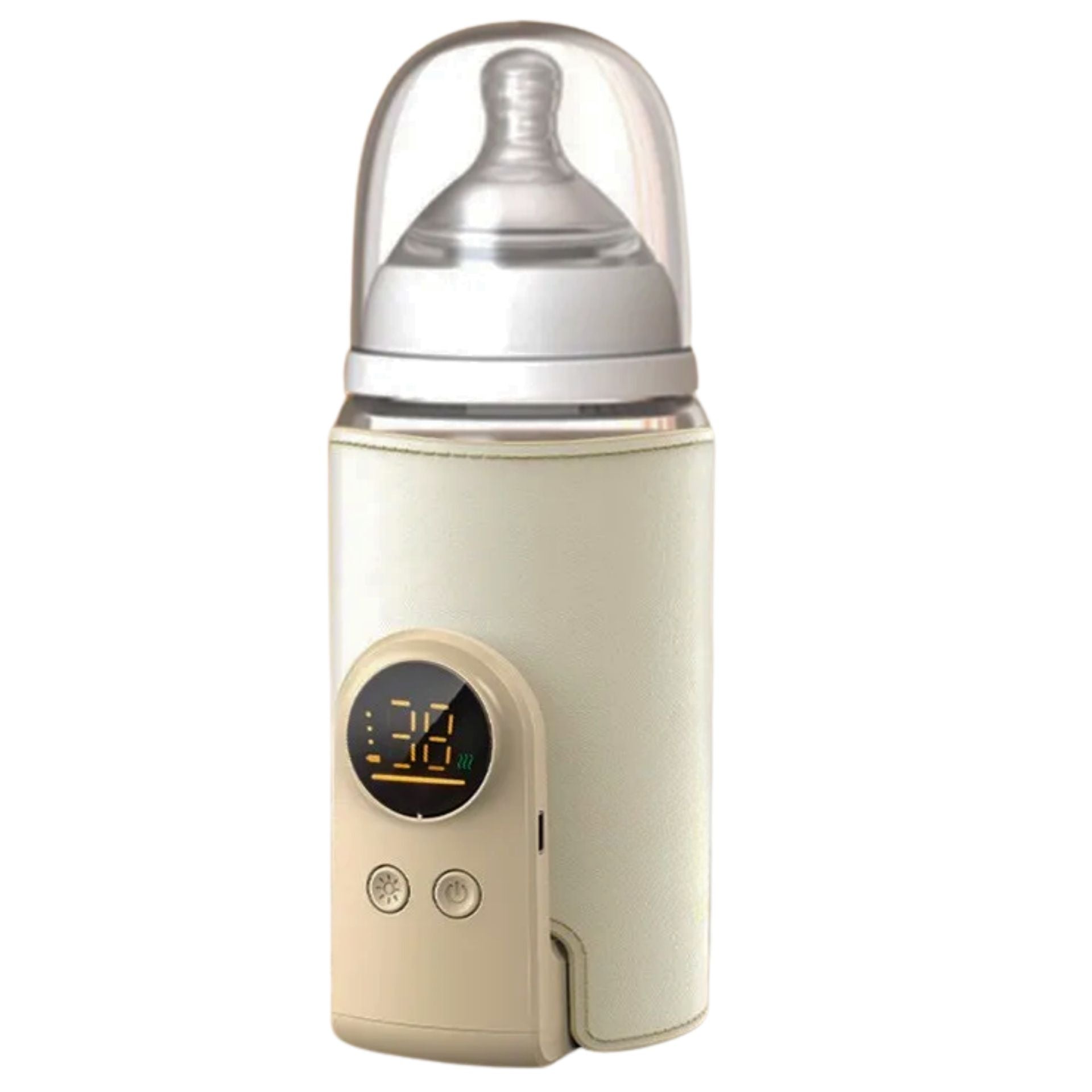 Chauffe biberon nomade avec écran LED, modèle 6000mAh, revêtement beige doux