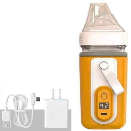 Chauffe biberon nomade orange moutarde avec adaptateur secteur et câble USB fournis