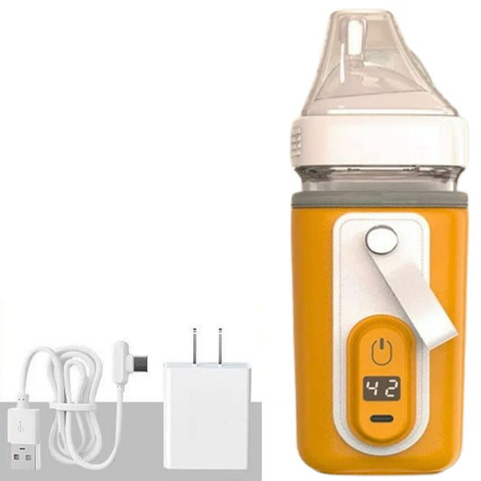 Chauffe biberon nomade orange moutarde avec adaptateur secteur et câble USB fournis