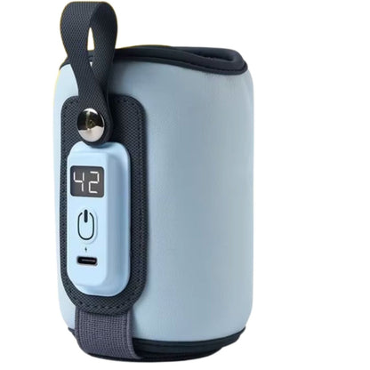 Chauffe biberon bleu clair avec affichage numérique et bouton USB