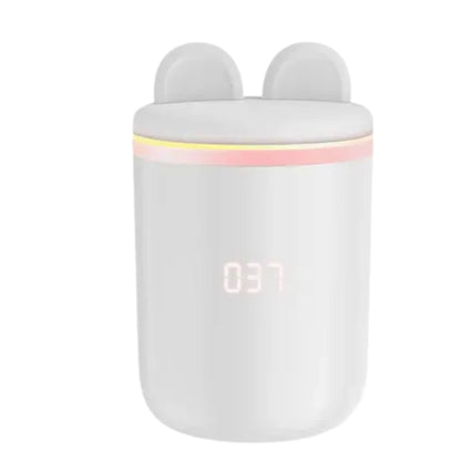 chauffe biberon usb blanc avec couvercle oreilles et anneau lumineux, affichage à 37°C