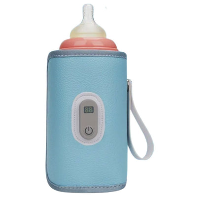 chauffe biberon USB bleu droit avec écran LCD et dragonne blanche