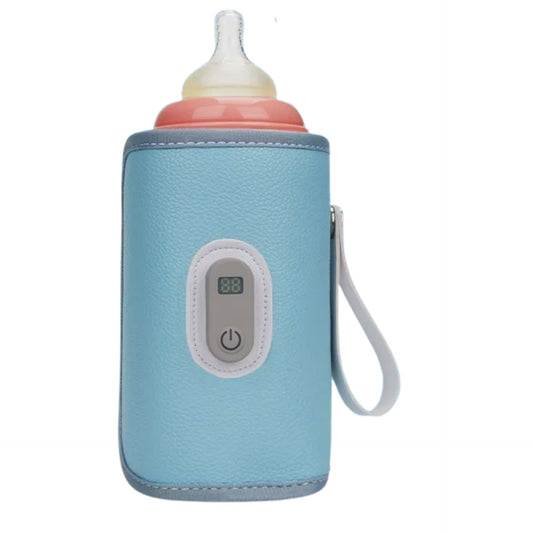 chauffe biberon USB bleu droit avec écran LCD et dragonne blanche