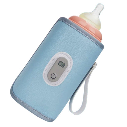 chauffe biberon USB bleu incliné avec affichage de température