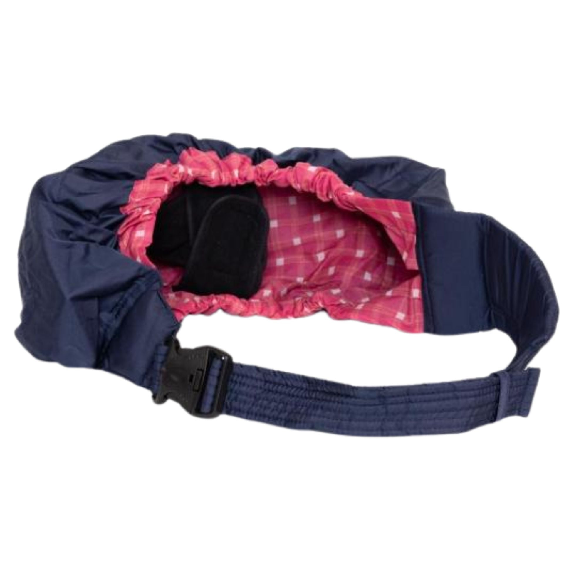 Echarpe de portage posee a plat avec assise physiologique et sangles epaule visibles