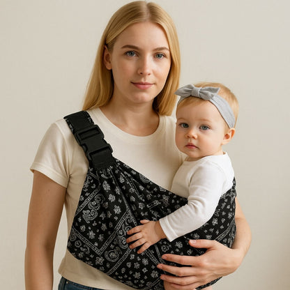 Echarpe de portage compacte fleurs ethniques, portage ventral simple pour solution nomade