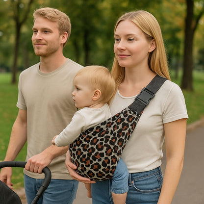 Echarpe de portage compacte motif terre secrete, modele de poche pour un portage minimaliste securise