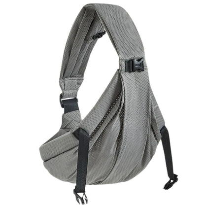 Écharpe de portage grise seule avec design compact et tissu aéré pliable