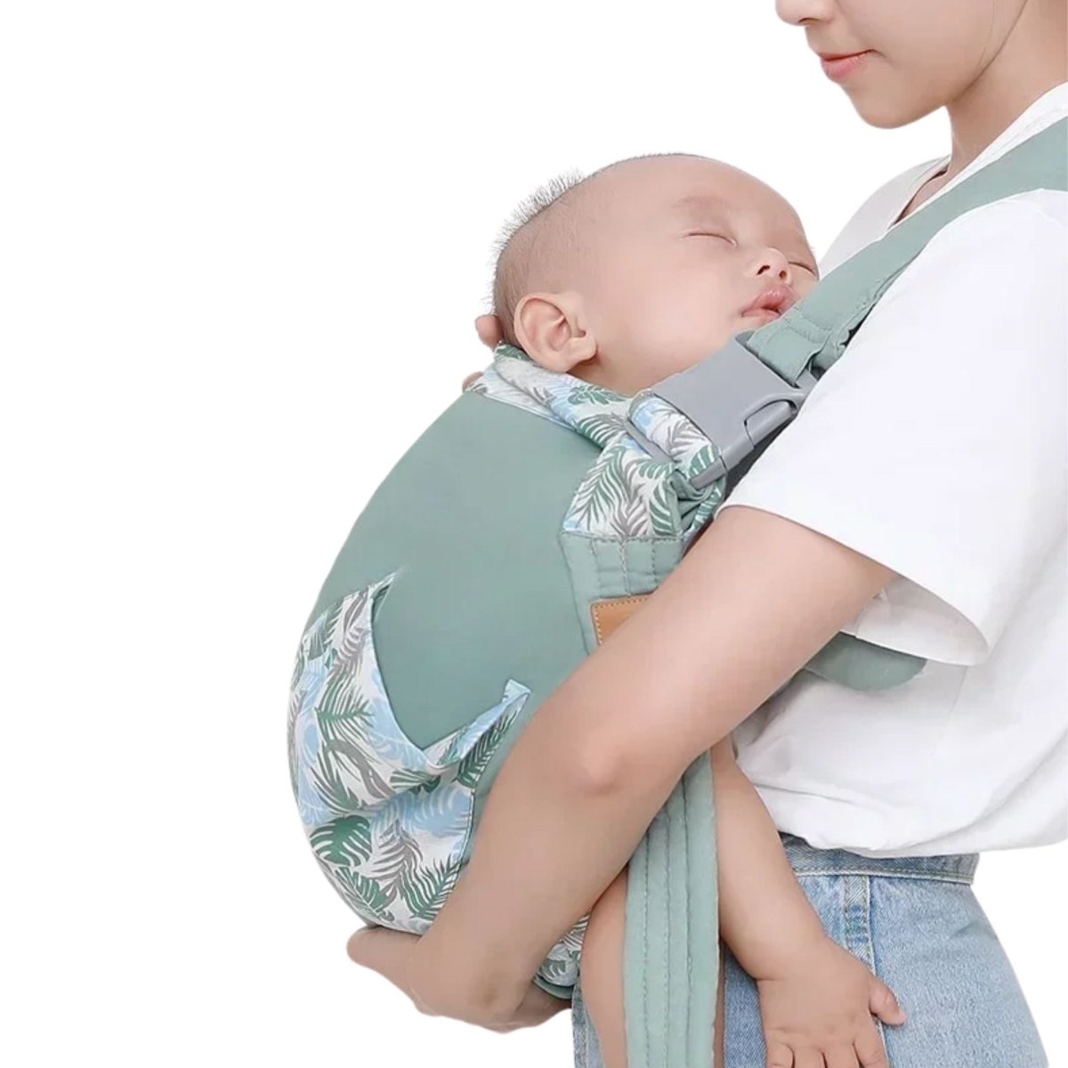 Porte-bébé Latéral Réglable - Écharpe De Portage Respirante Pour Nouveau-nés Jusqu'à 20kg - Vert - Coton/polyester - 10
