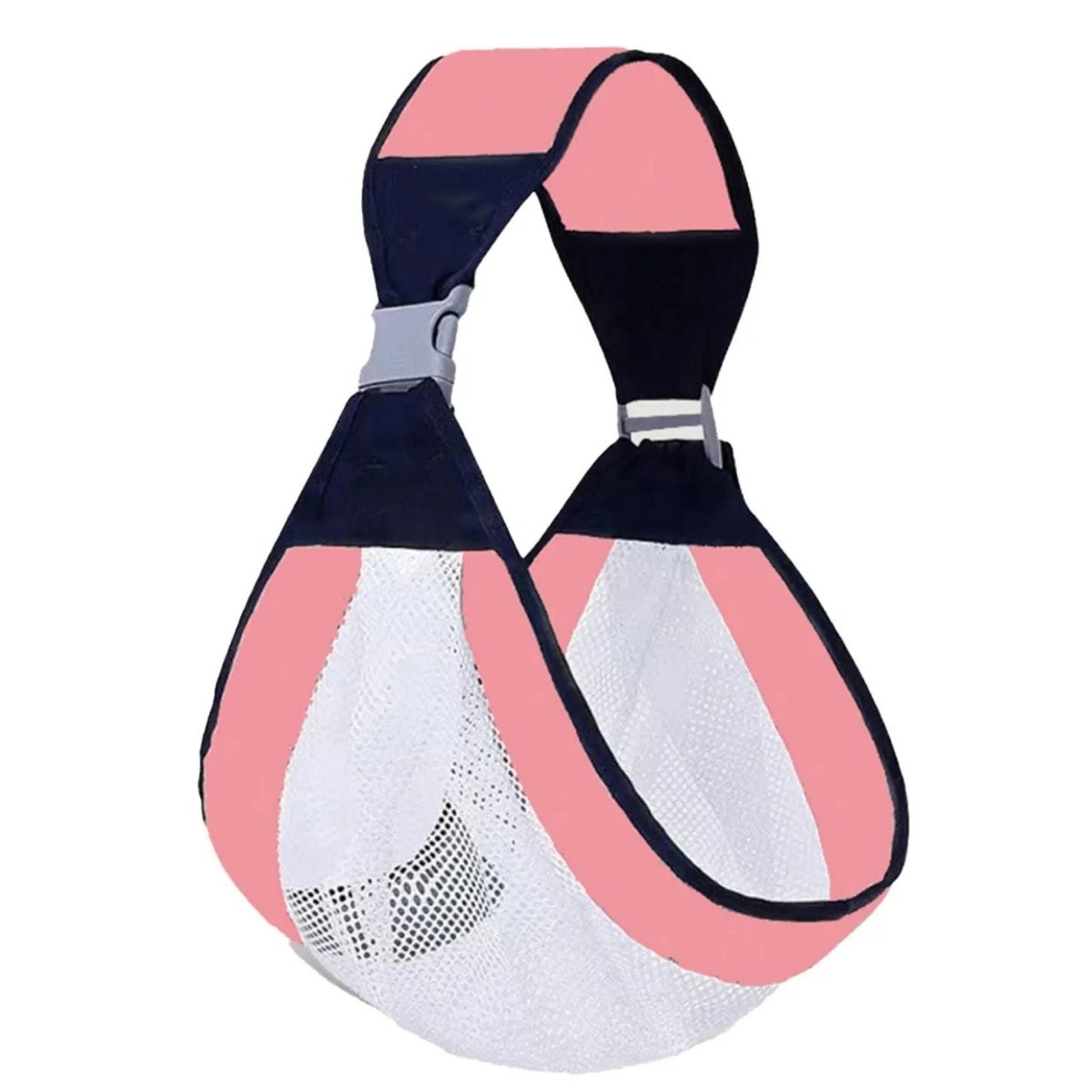 Echarpe rose et blanche suspendue vide, bien visible avec boucle et maille