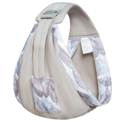 echarpe de portage kaki clair à motif feuilles, tissu souple pour transition bras vers portage