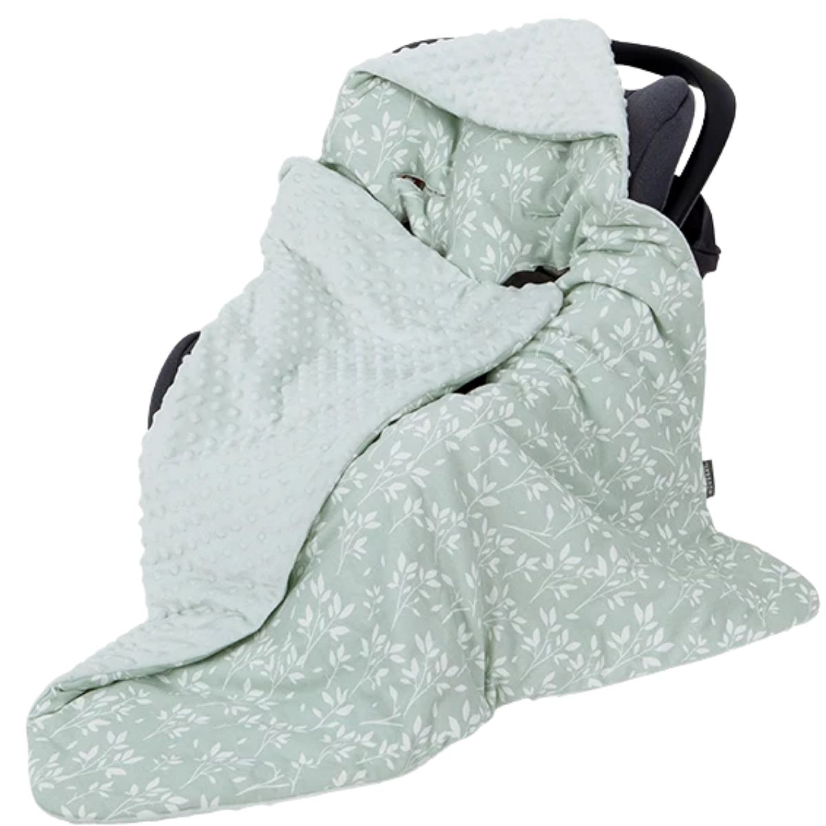 Nid d’ange leger herbe vert clair pliable installé sur poussette