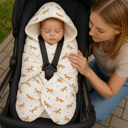 Nid d’ange leger renard avec capuche utilisé pour promenade bébé
