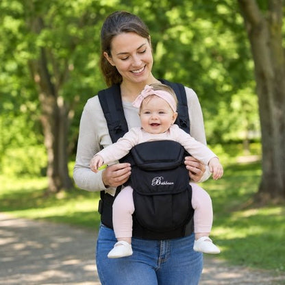 Porte bebe 4 en 1 noir avec bébé porté face vers l’avant
