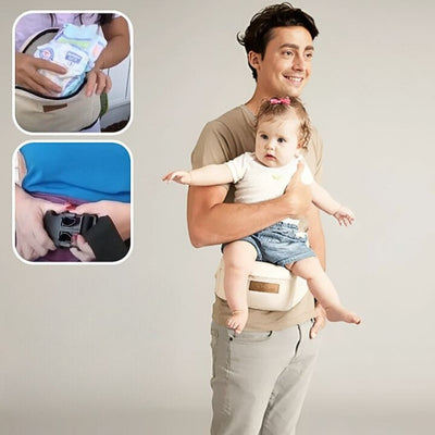 Porte bébé beige BabySeat, conçu pour une sécurité maximale avec un design robuste et un maintien optimal du bébé