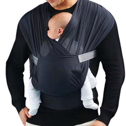 Porte bébé présenté de face avec appui-tête rembourré et design compact